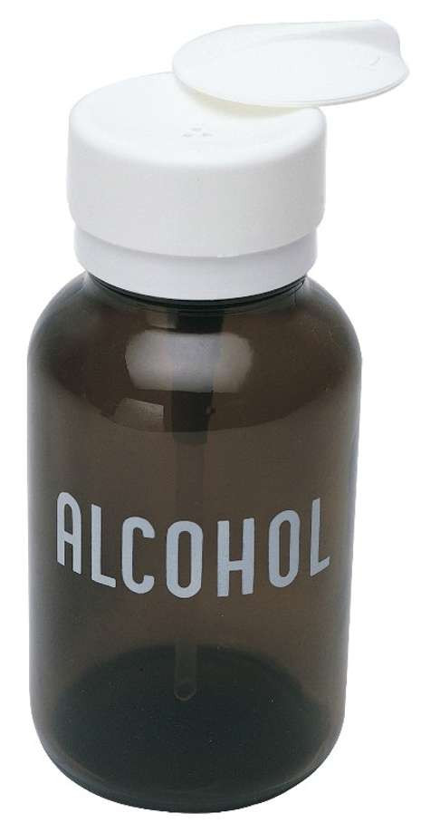 MENDA Lasting-Touch Round Amber Glass Dispenser Bottle 8 oz -ALCOHOL- USA New