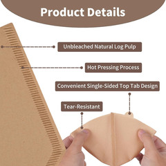 Disposable #4 Cone Coffee Filters, 100Pcs Unbleached Wood Pulp Paper, Compatible
