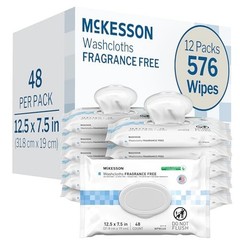 McKesson Washcloth Wipes Unscented 576 Count No-Rinse Adult Wipes