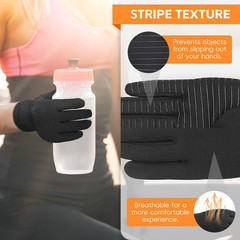 2Pairs Copper Infused Arthritis Compression Gloves Full Finger Joint Pain Relief