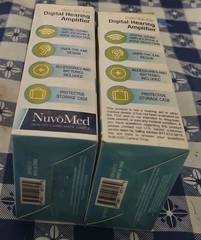 2Pk NuvoMed Over-the-Ear Digital Hearing Amplifiers With Cases & Accessories New