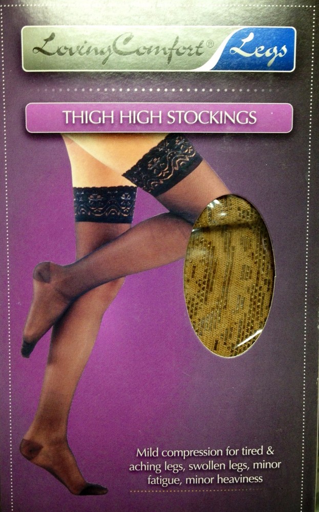 Loving Comfort Thigh High Sheer Medical Compression 15-20 20-30mmHg STAY UP BAND