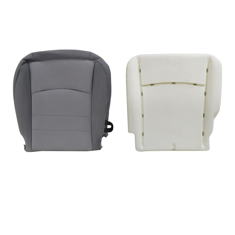 2PCS Driver Side Bottom Cloth Seat Cover and Foam Cushion Pad Compatible Gray