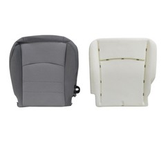 2PCS Driver Side Bottom Cloth Seat Cover and Foam Cushion Pad Compatible Gray