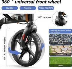Foldable Rollator Walker w/ 8″ All Terrain Rubber Wheels w/ seat and backrest