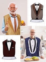 8 Pcs Adult Bib for Eating Bow Tie Pattern Machine Washable Clothing Protecto…