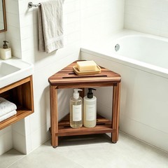 Corner Shower Stool with Storage Shelf Shower Foot Rest for Shaving Legs Smal…