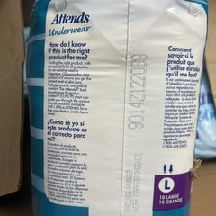 Attends Underwear Large Super Plus Absorbency 18ct x4 Packs (72 Total)