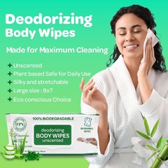 No Rinse Bathing/Shower Wipes Unscented Body Wipes Bamboo & aloe-240/1440 CT-FPN