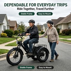 350W Fold Mobility Trike Adult 3 Wheel Detachable Battery Grocery Cargo Basket