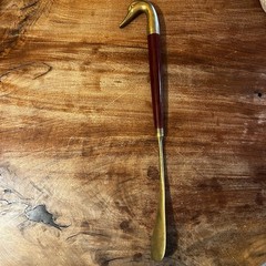 Vintage Brass Duck Head Shoehorn Wooden Handle MCM 1960s Mallard Decorative