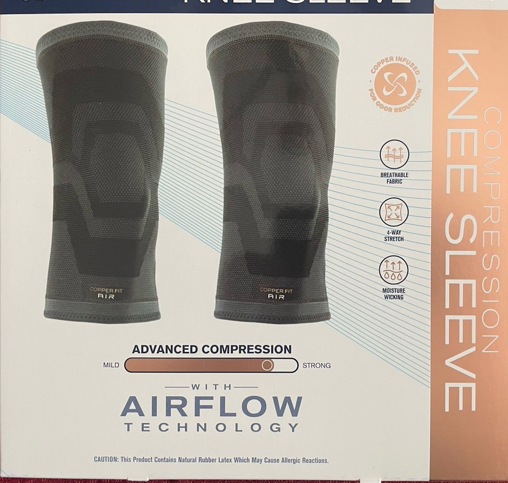 Copper Fit Elite Knee Compression Sleeve Knee Brace 2-Pack, Black (Large/X-Large
