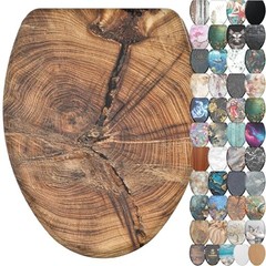 Elongated Wooden Toilet Seat with Quick Release & Soft Close – Old Tree Design