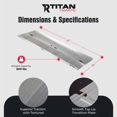 Titan Ramps 5 Foot Single-Fold Aluminum Wheelchair Ramp,600lb Capacity(Open Box)