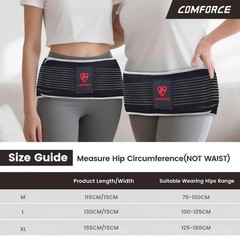 COMFORCE Sacroiliac Hip Belt, Dual Adjustable Compression with Ice XL, Black