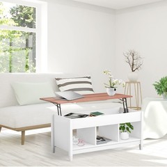 Costway Lift Top Coffee Table Hidden Storage 3 Open Shelves Rectangular