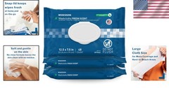 Pre-Moistened Adult Washcloths with Aloe & Chamomile – 48 Count each in 3 Pack