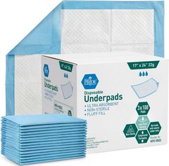 Thick, Gentle Disposable Underpads 17“ x 24“ – 100 Count for All Ages
