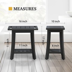 HIPS Shower Bench Inside Shower Stool with Storage Shelf, Waterproof Spa Bath Ch