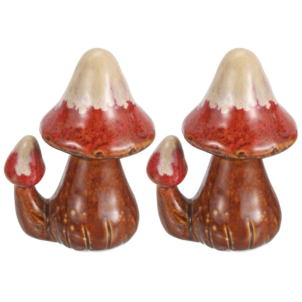 2Pcs Toilet Bolt Covers Mushroom Decor Covers 3.15″x2.36″x4.41″ Red