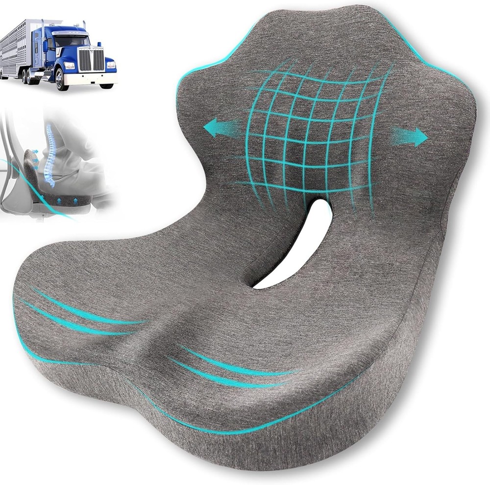 Seat Cushion Memory Foam L Shaped Ergonomic Lumbar Support Dark Gray GtuiBugt