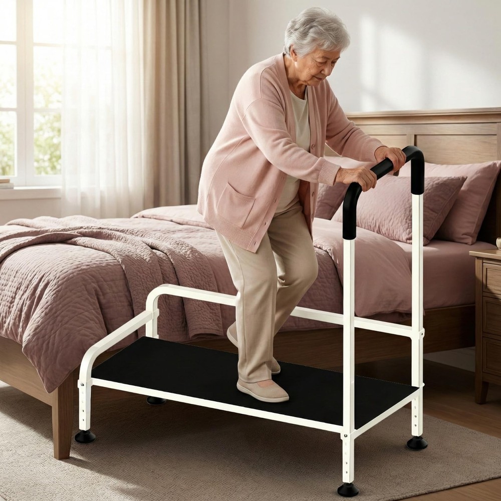 Seniors Assist Step Stool with Support Handrail, Non-Slip Platform, Height Ad…