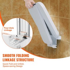 Uimoso Wall-Mounted Folding ABS Shower Seat, 15.7“ x 16.7“, Supports 440 lbs