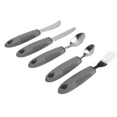 5pcs Household Utensils Stainless Steel Rubber Handle Spoon Fork Set For Home