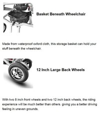Silver Foldable Aluminum Electric Wheelchair Max300lbs Dual Motor24V12AH Battery