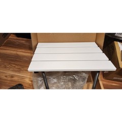 Wall Mounted Folding Shower Seat Bench – White Slatted w/ Stainless Steel Frame