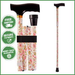 FOLDABLE WALKING CANE STICK Wooden Aluminum Vintage Antique Women Seniors Canes