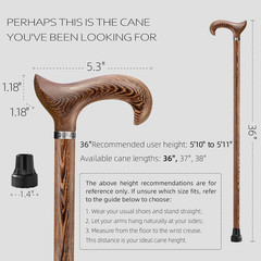 Walking Cane, Available in Multiple Inches Wooden Cane Support up to 300 Lbs,…