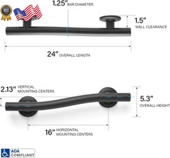 24“ Designer Wave Shaped Shower Grab Bar, Matte Black (GW-3524-QCR-MB)