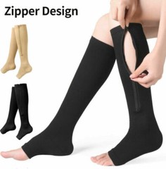 Men Women Open Toe Zipper Compression Socks 20-30mmHg Leg Calf Support Stockings