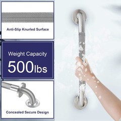 2 Pack Shower Grab Bar with Knurled Anti-Slip Grip 18 Inch ADA Compliant 500l…