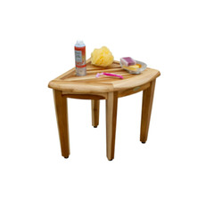 Corner Bench Bath Teak Wood Seat Shower Stool Chair Room Shaving Stand Compact