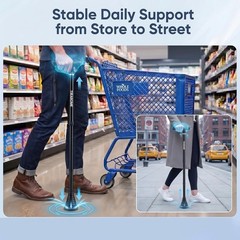 Walking Cane – Collapsible, Rubber Handle, Shock Absorbing Base, 8-Level Heig…