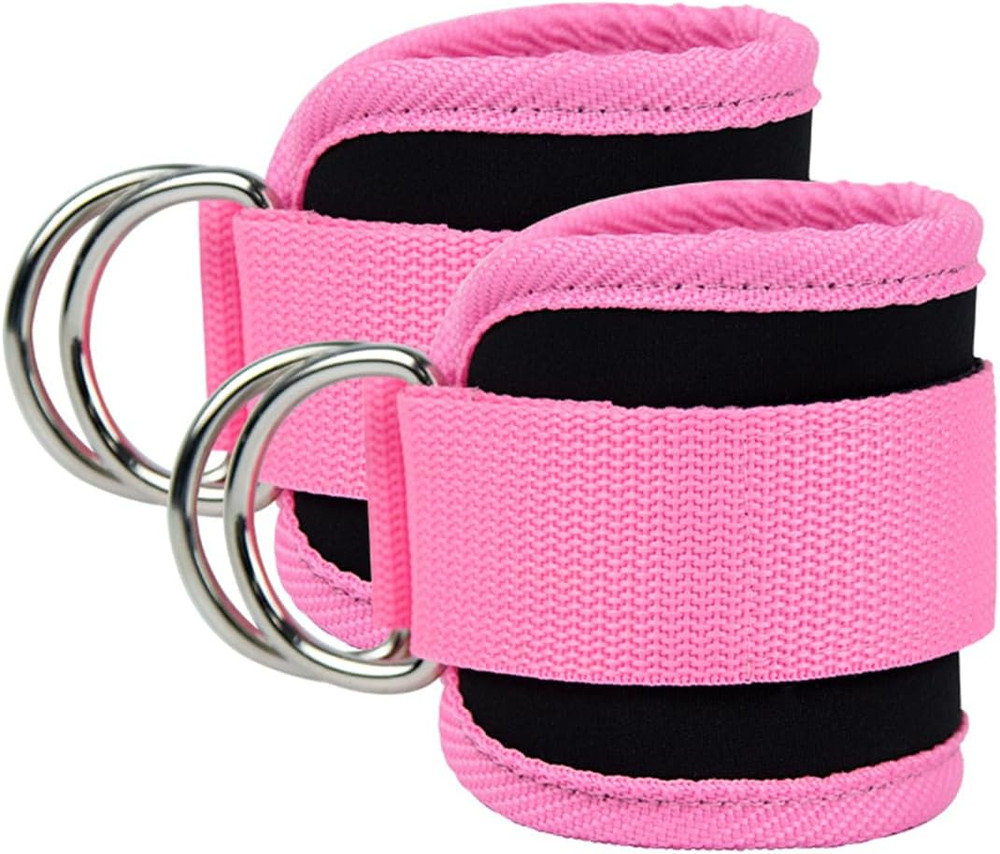 1 Pair Adjustable Ankle Straps Resistance Bands with D-Ring for Gym Training
