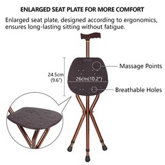 Cane with Seat 265 Lbs Capacity Height Adjustable 32.7″ – 36.6″ – Foldable
