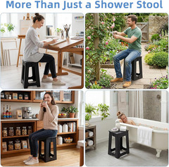 Foldable Shower Seat 17.7” Height Upgrade, Folding Shower Stool for Inside Showe