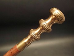 Vintage Antique Style Brass Wood Victorian Walking Stick Cane Spiral Carved 37″