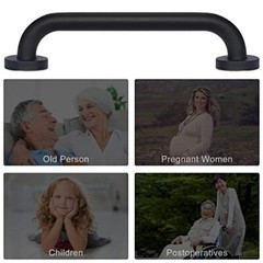 2 Pack Bathroom Grab Bar 12 Length Black Shower Safety Grab Bar 1 Inch Diameter