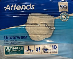 Attends Unisex Adult Disposable Underwear Super Absorbent Size Large 18 Ct