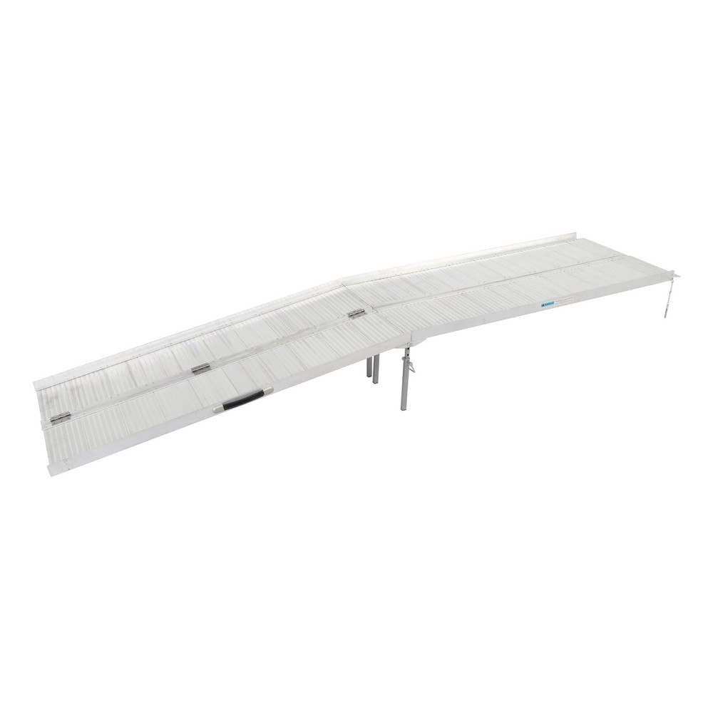 10ft Aluminum Multi-Folding Wheelchair Ramp with Support Legs 600LBS Capacity