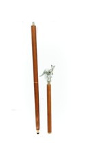 Antique Designer Brass Kangaroo Style Handle Wooden Solid Cane Walking Stick