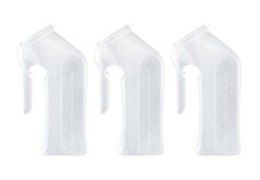 3 Pcs – Male Urinal Urine Pee Bottle With Cover Lid 1 Quart, 1000 mL