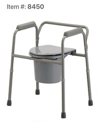 3-in-1 Bedside Commode, Adjustable Height, Steel Frame, 350 lb, Gray Nova 8450