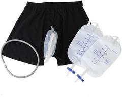 Wearable Urine Bag Male Urinal Bag Incontinence Pants for Men（500ml*2）