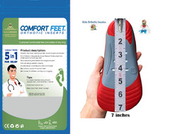 Dr. A-Z Kids 3/4 Custom Feet Orthotic Gel Insole Shoe Inserts (Pair) 7 inches