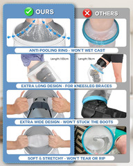 Waterproof Extra Wide Full Leg Cast Cover for Shower after Knee Surgery with …